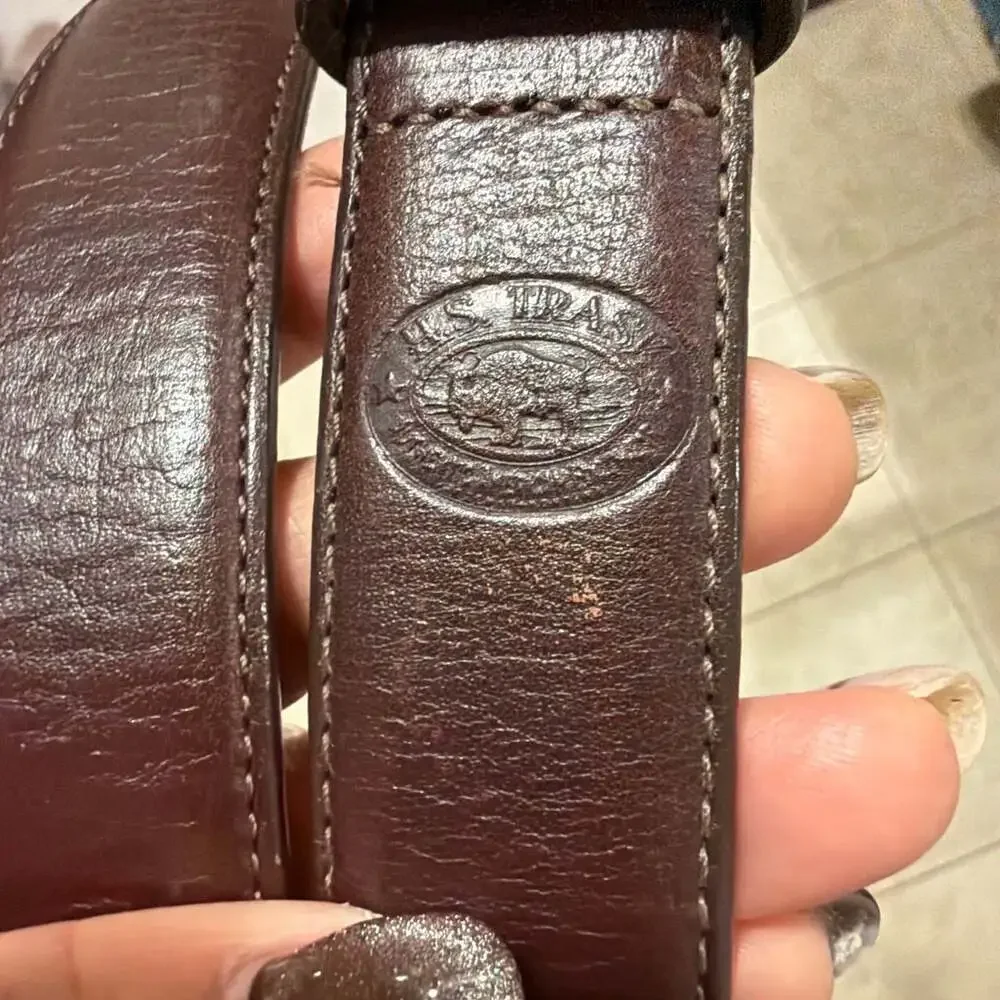 H.S. Trask & Co. Authentic American Bison Leather Belt with Brass Buckle Size 44